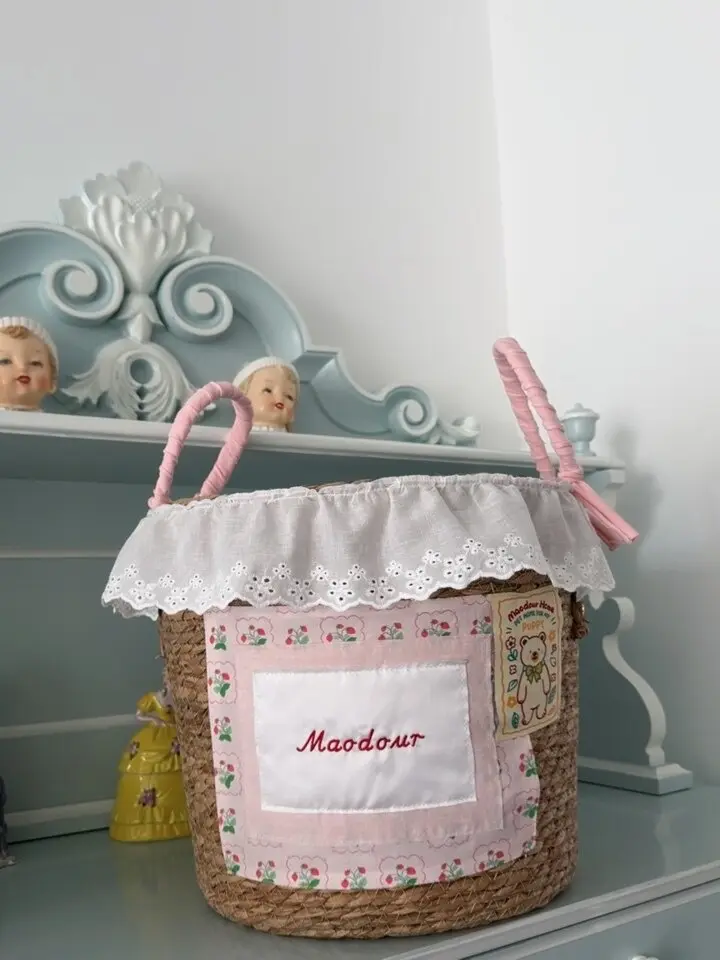 wooden storage basket for pet toys in a customer's home - Bear Pet Storage Basket